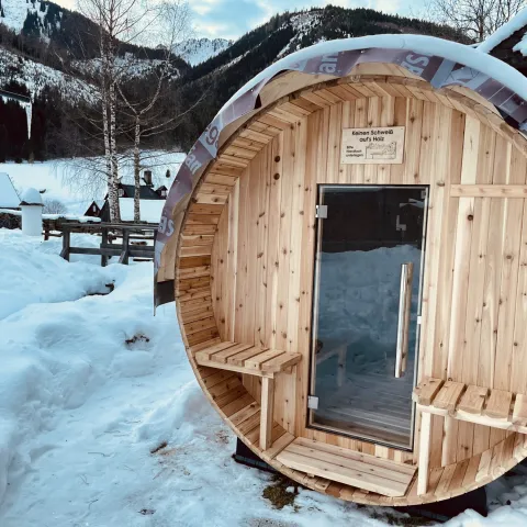 Sauna in winter from the outside