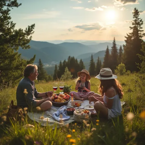 Picnic with the family in nature